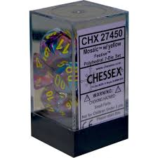 7 Mosaic/yellow Festive Polyhedral Dice Set - CHX27450
